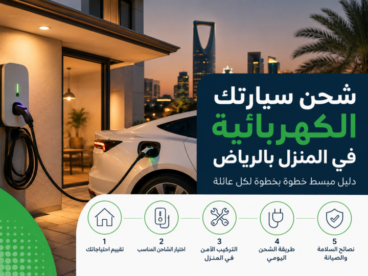شحن سيارتك الكهربائية في المنزل بالرياض: دليل مبسط خطوة بخطوة لكل عائلة