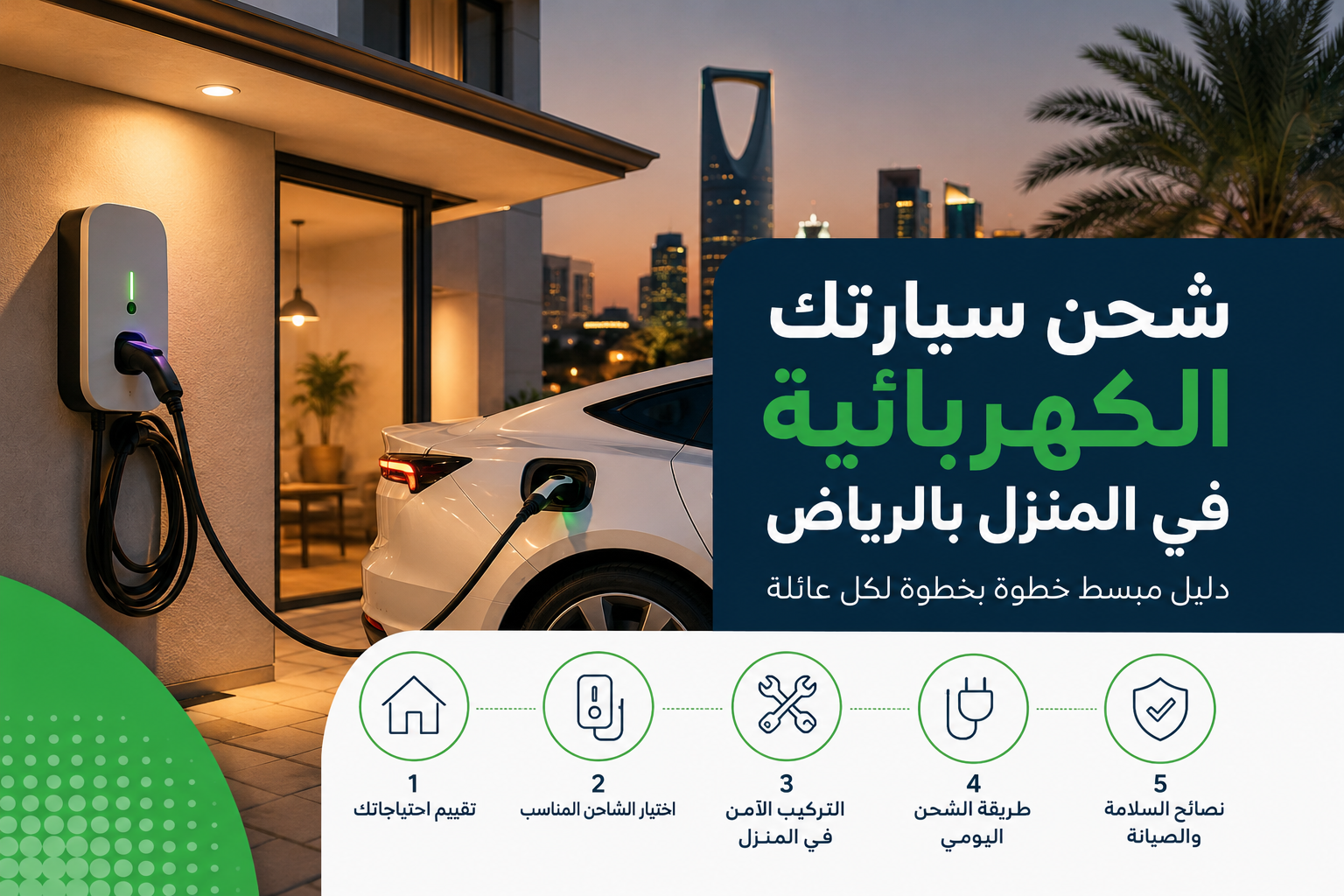 شحن سيارتك الكهربائية في المنزل بالرياض: دليل مبسط خطوة بخطوة لكل عائلة